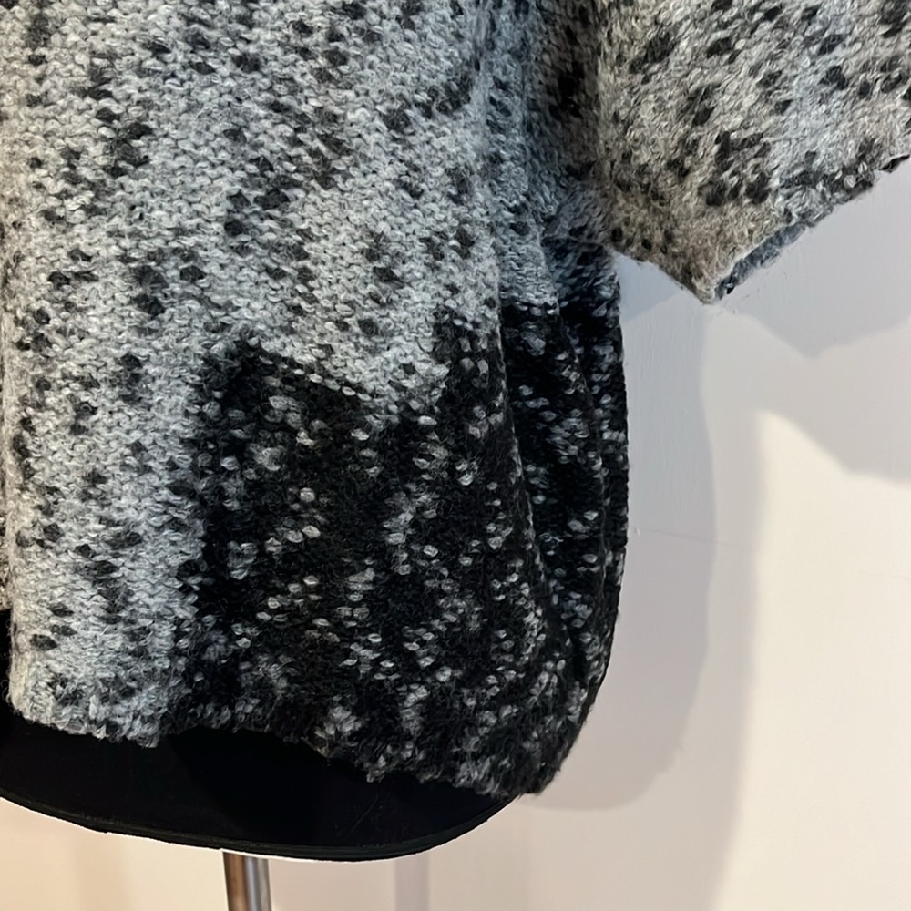 Leo&Sage -women’s mock neck wool blend sweater short sleeves black/grey size P/S - Picture 3 of 11
